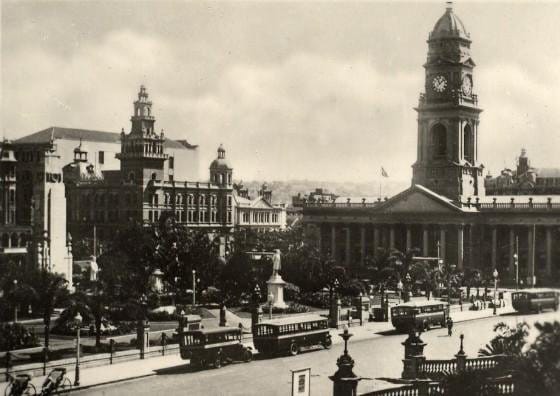Archive photograph of Durban City Hall and Francis Farewell Square